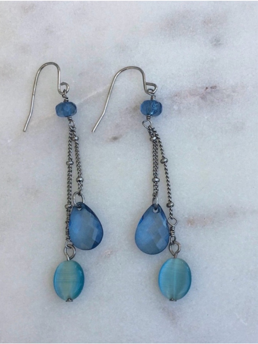 Blue Dangle Crystal Drop Earrings - Women Jewelry